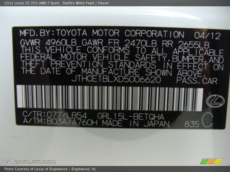 Starfire White Pearl / Flaxen 2013 Lexus GS 350 AWD F Sport