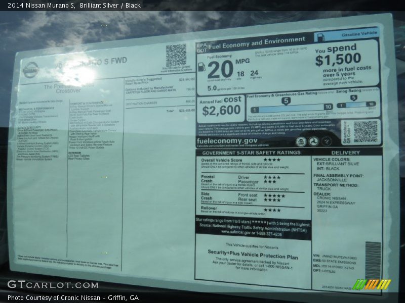 Brilliant Silver / Black 2014 Nissan Murano S