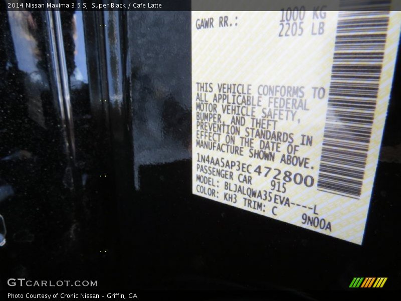 Super Black / Cafe Latte 2014 Nissan Maxima 3.5 S