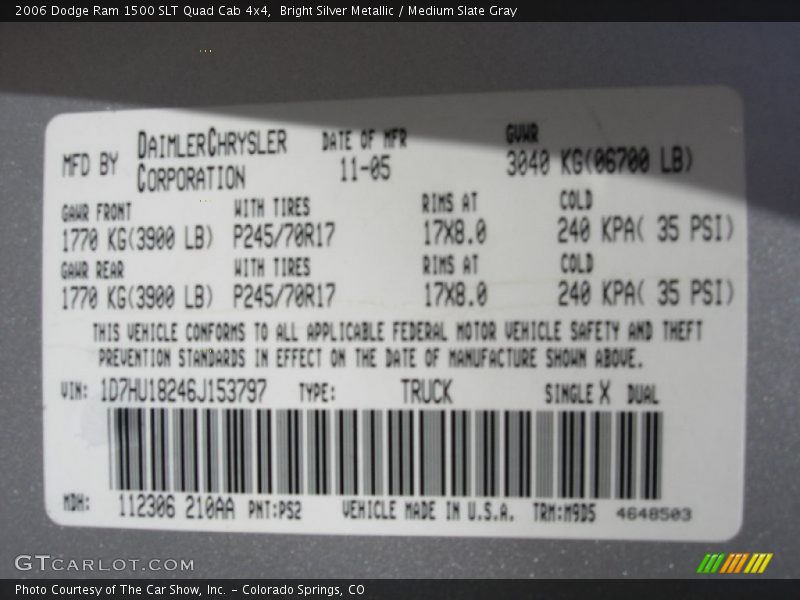 Bright Silver Metallic / Medium Slate Gray 2006 Dodge Ram 1500 SLT Quad Cab 4x4