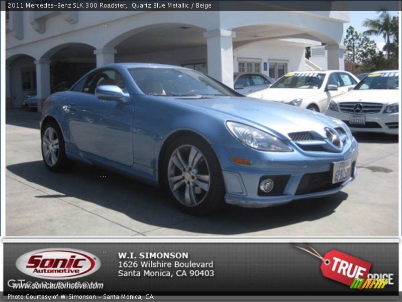 Quartz Blue Metallic / Beige 2011 Mercedes-Benz SLK 300 Roadster