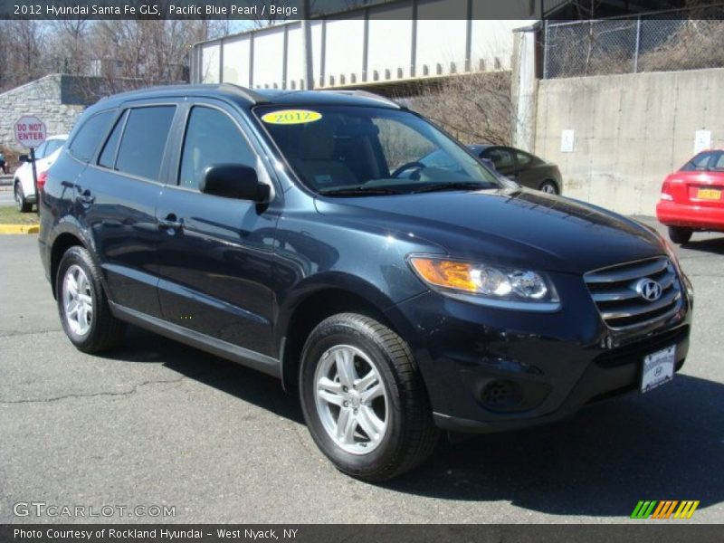 Pacific Blue Pearl / Beige 2012 Hyundai Santa Fe GLS