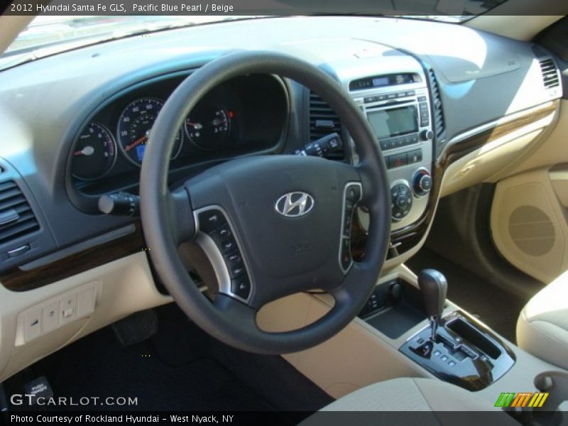 Pacific Blue Pearl / Beige 2012 Hyundai Santa Fe GLS
