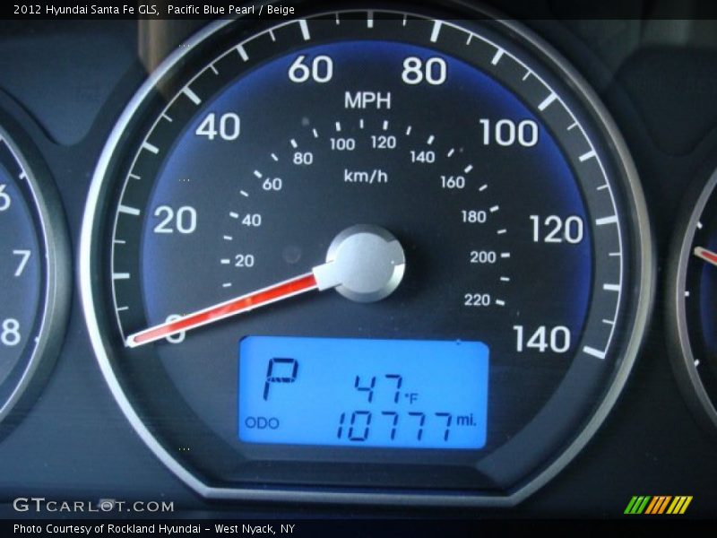 Pacific Blue Pearl / Beige 2012 Hyundai Santa Fe GLS