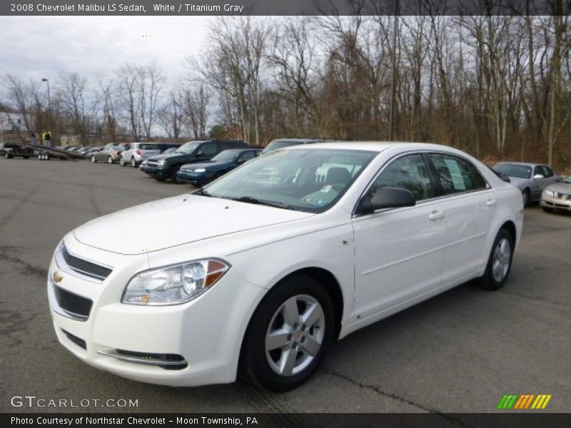 White / Titanium Gray 2008 Chevrolet Malibu LS Sedan