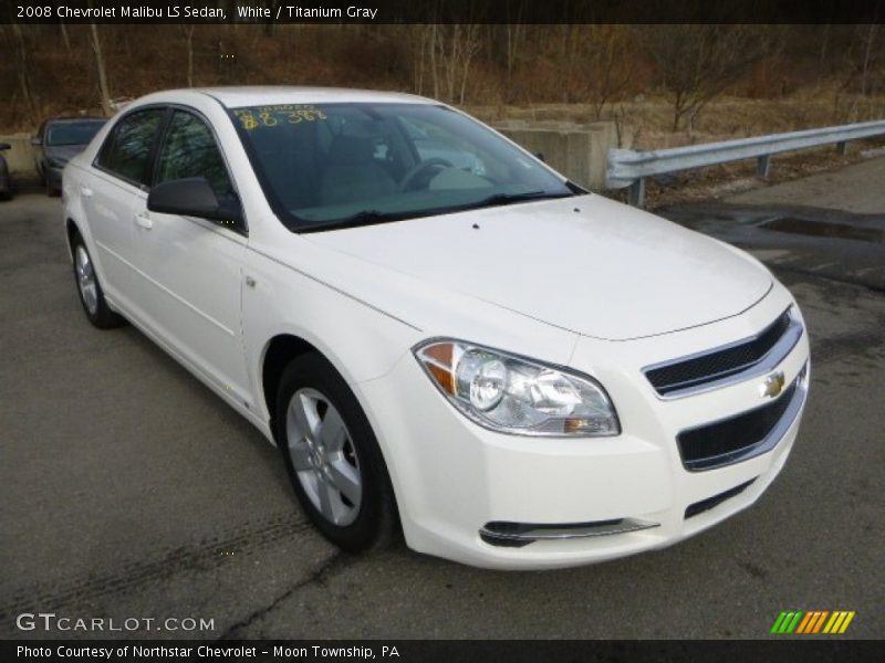 White / Titanium Gray 2008 Chevrolet Malibu LS Sedan