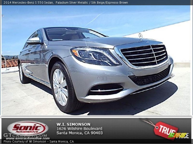 Paladium Silver Metallic / Silk Beige/Espresso Brown 2014 Mercedes-Benz S 550 Sedan
