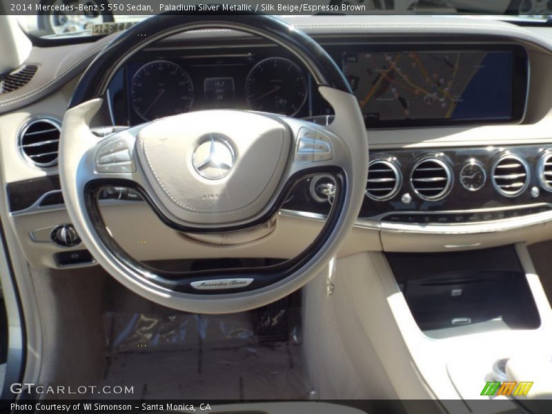 Paladium Silver Metallic / Silk Beige/Espresso Brown 2014 Mercedes-Benz S 550 Sedan