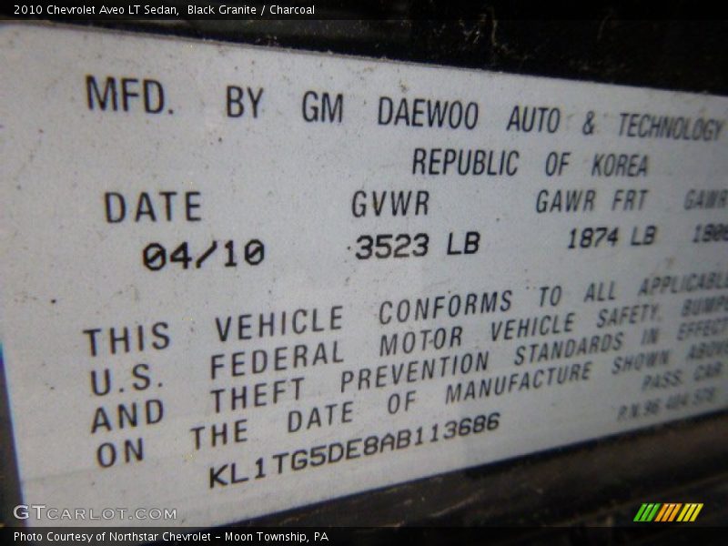 Black Granite / Charcoal 2010 Chevrolet Aveo LT Sedan