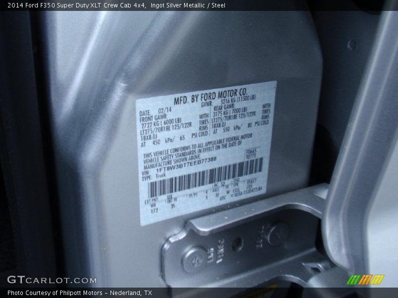 Ingot Silver Metallic / Steel 2014 Ford F350 Super Duty XLT Crew Cab 4x4