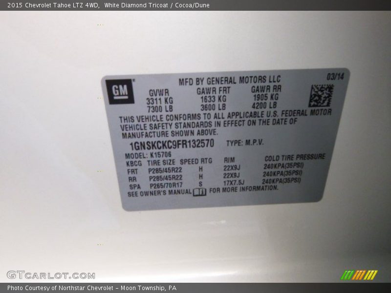 White Diamond Tricoat / Cocoa/Dune 2015 Chevrolet Tahoe LTZ 4WD