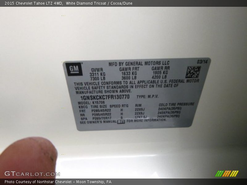 White Diamond Tricoat / Cocoa/Dune 2015 Chevrolet Tahoe LTZ 4WD