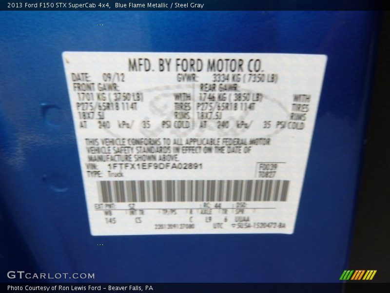 Blue Flame Metallic / Steel Gray 2013 Ford F150 STX SuperCab 4x4