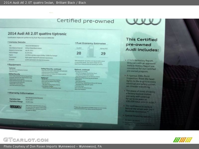 Brilliant Black / Black 2014 Audi A6 2.0T quattro Sedan