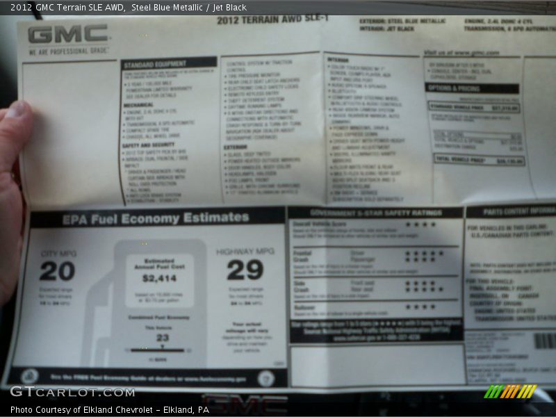 Steel Blue Metallic / Jet Black 2012 GMC Terrain SLE AWD