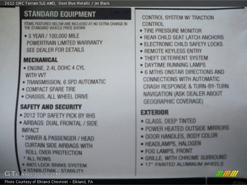 Steel Blue Metallic / Jet Black 2012 GMC Terrain SLE AWD
