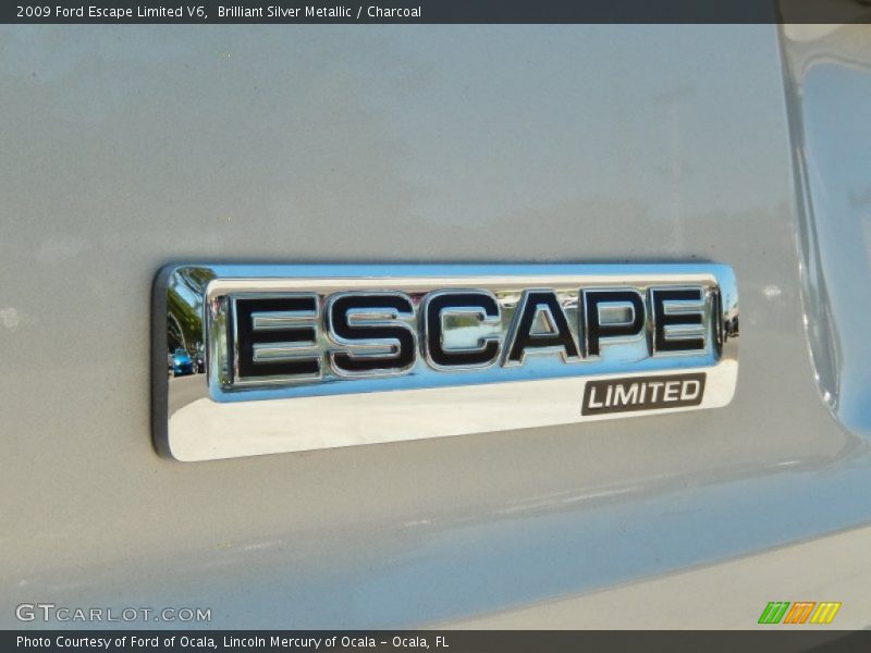 Brilliant Silver Metallic / Charcoal 2009 Ford Escape Limited V6