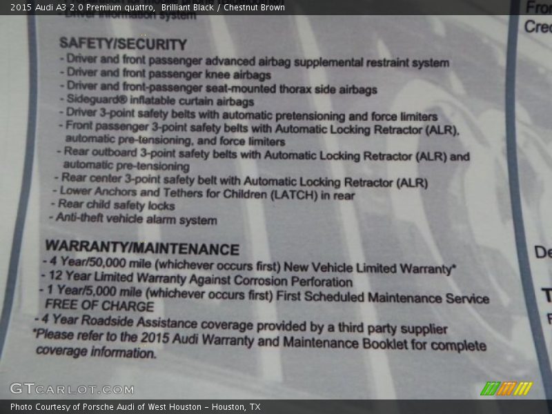 Brilliant Black / Chestnut Brown 2015 Audi A3 2.0 Premium quattro