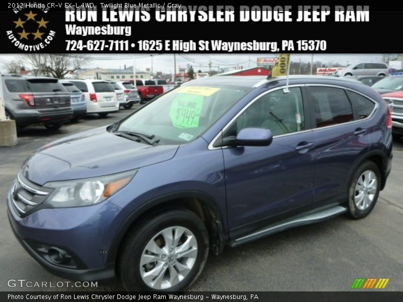 Twilight Blue Metallic / Gray 2012 Honda CR-V EX-L 4WD