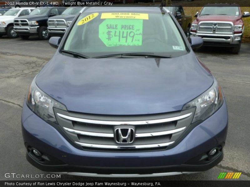 Twilight Blue Metallic / Gray 2012 Honda CR-V EX-L 4WD