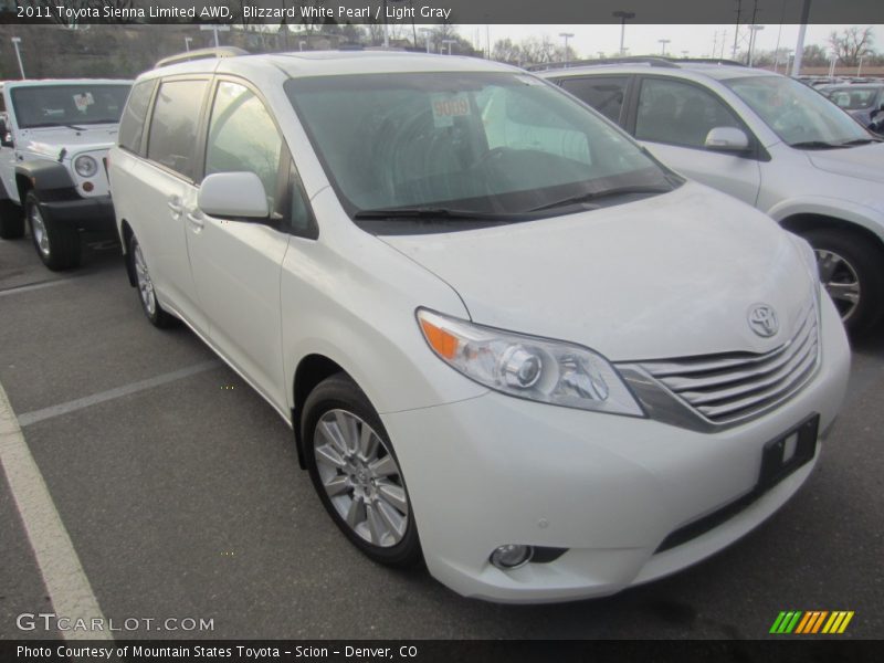Blizzard White Pearl / Light Gray 2011 Toyota Sienna Limited AWD