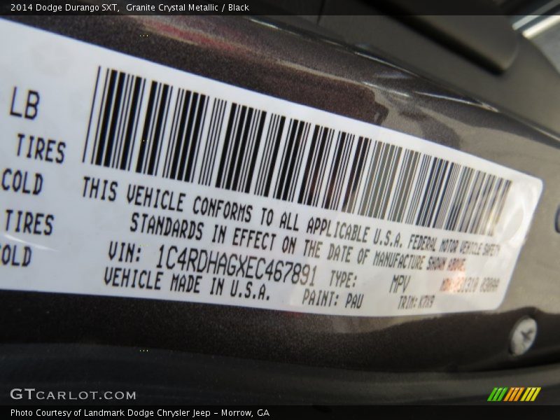 Granite Crystal Metallic / Black 2014 Dodge Durango SXT