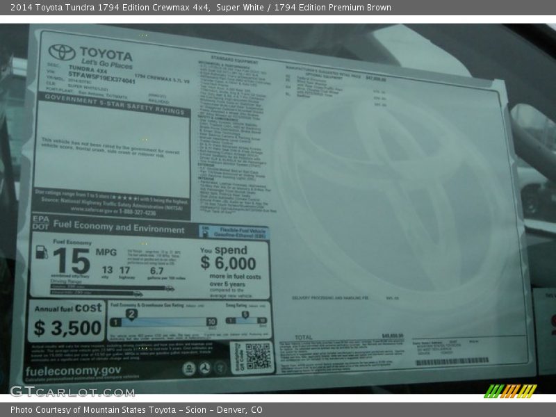 Super White / 1794 Edition Premium Brown 2014 Toyota Tundra 1794 Edition Crewmax 4x4