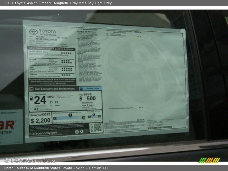 Magnetic Gray Metallic / Light Gray 2014 Toyota Avalon Limited