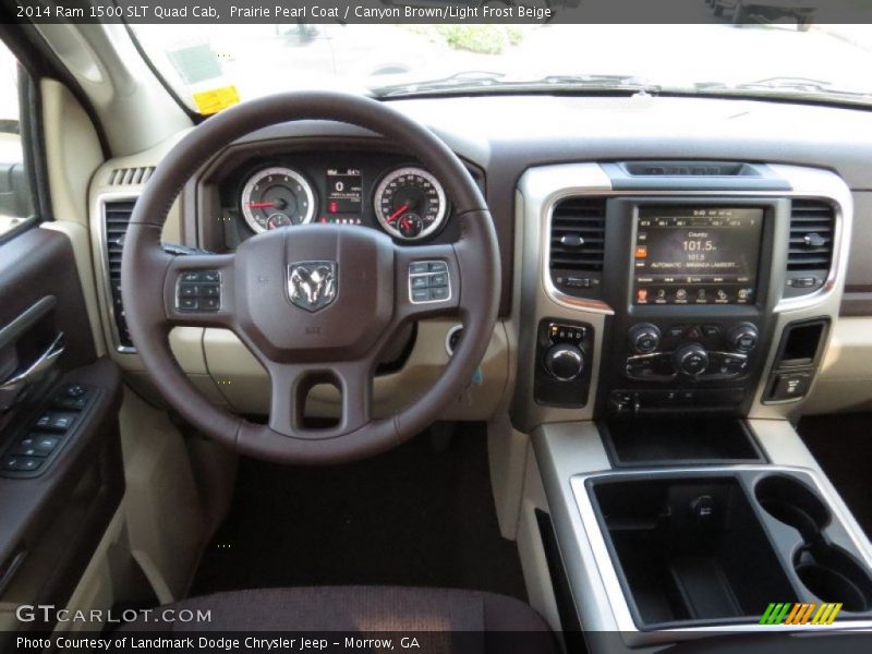 Prairie Pearl Coat / Canyon Brown/Light Frost Beige 2014 Ram 1500 SLT Quad Cab