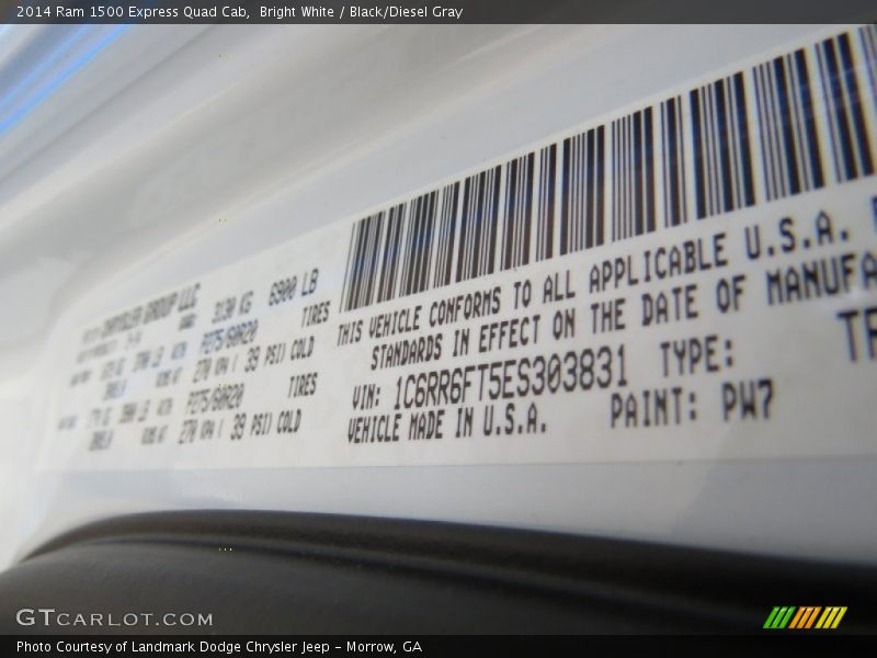 Bright White / Black/Diesel Gray 2014 Ram 1500 Express Quad Cab