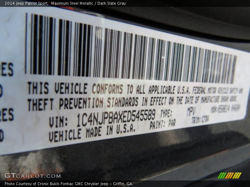 Maximum Steel Metallic / Dark Slate Gray 2014 Jeep Patriot Sport
