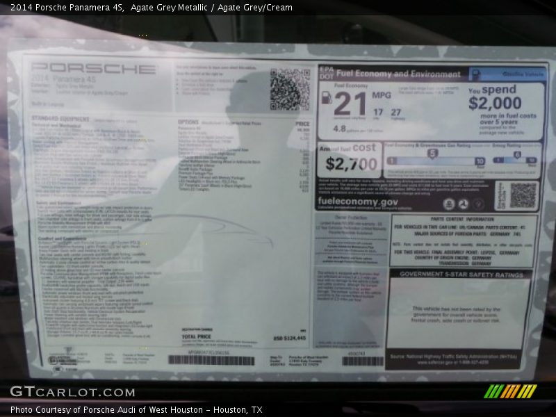  2014 Panamera 4S Window Sticker