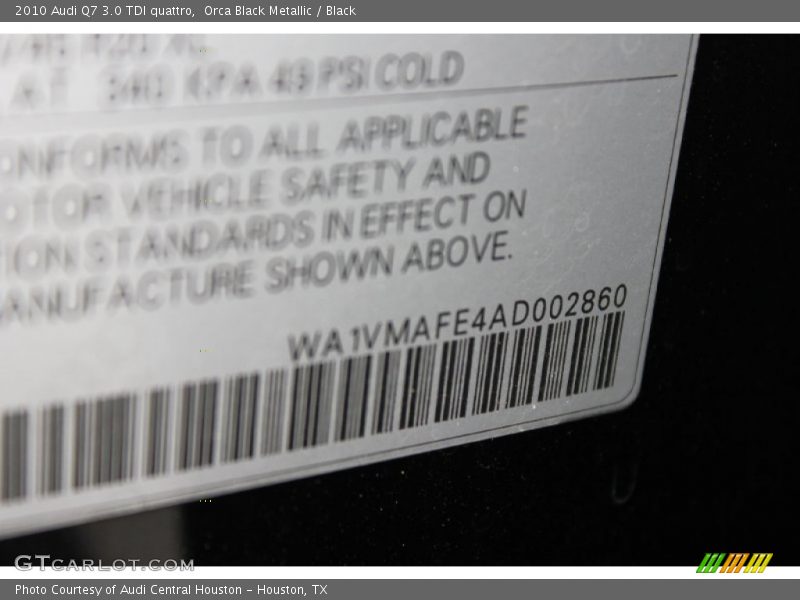 Orca Black Metallic / Black 2010 Audi Q7 3.0 TDI quattro