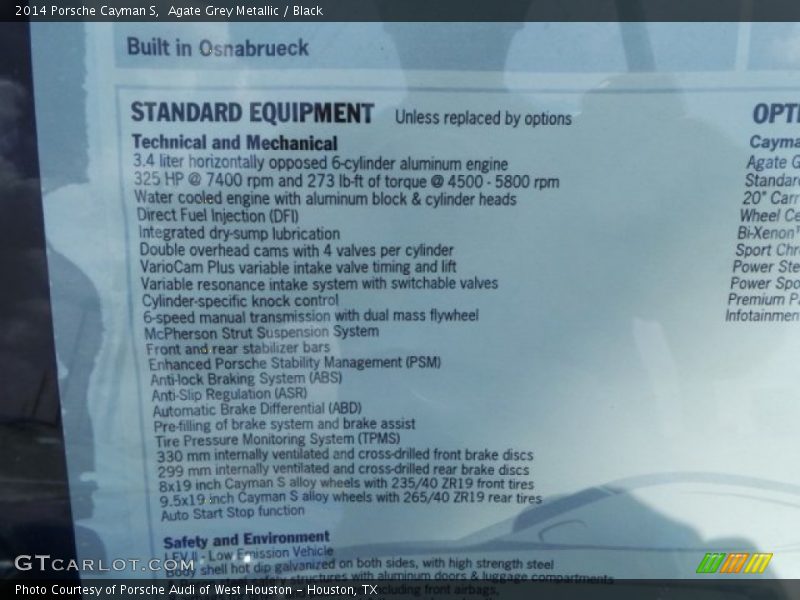 Agate Grey Metallic / Black 2014 Porsche Cayman S