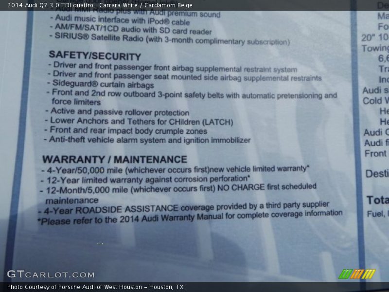 Carrara White / Cardamom Beige 2014 Audi Q7 3.0 TDI quattro