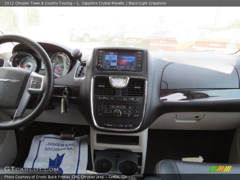 Sapphire Crystal Metallic / Black/Light Graystone 2012 Chrysler Town & Country Touring - L