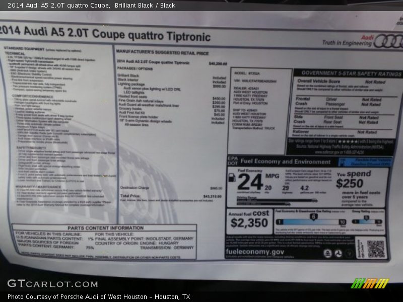 Brilliant Black / Black 2014 Audi A5 2.0T quattro Coupe