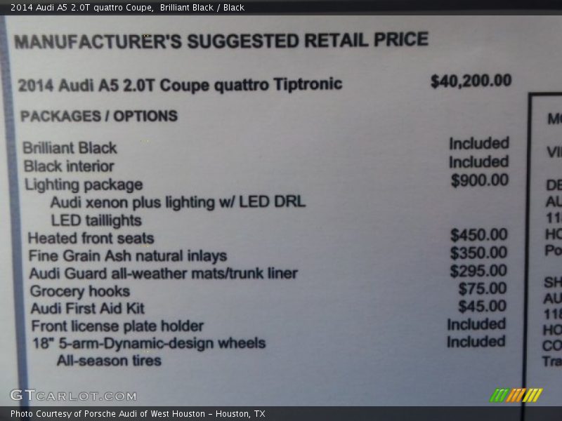 Brilliant Black / Black 2014 Audi A5 2.0T quattro Coupe