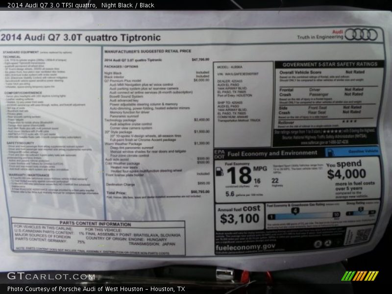 Night Black / Black 2014 Audi Q7 3.0 TFSI quattro