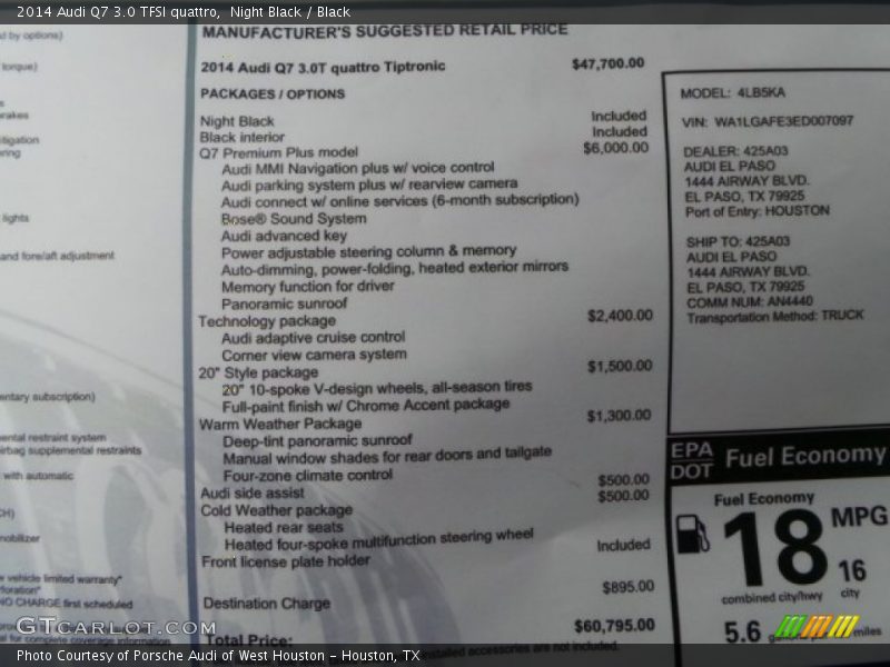 Night Black / Black 2014 Audi Q7 3.0 TFSI quattro