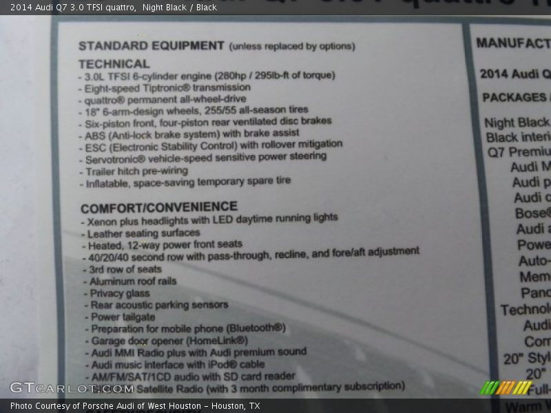 Night Black / Black 2014 Audi Q7 3.0 TFSI quattro