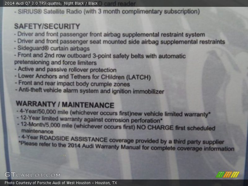 Night Black / Black 2014 Audi Q7 3.0 TFSI quattro