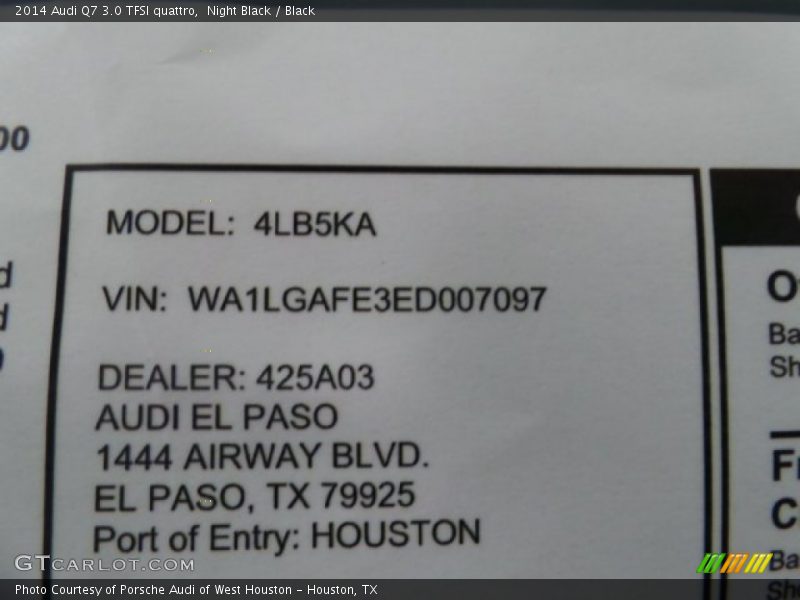 Night Black / Black 2014 Audi Q7 3.0 TFSI quattro