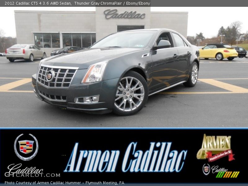 Thunder Gray ChromaFlair / Ebony/Ebony 2012 Cadillac CTS 4 3.6 AWD Sedan