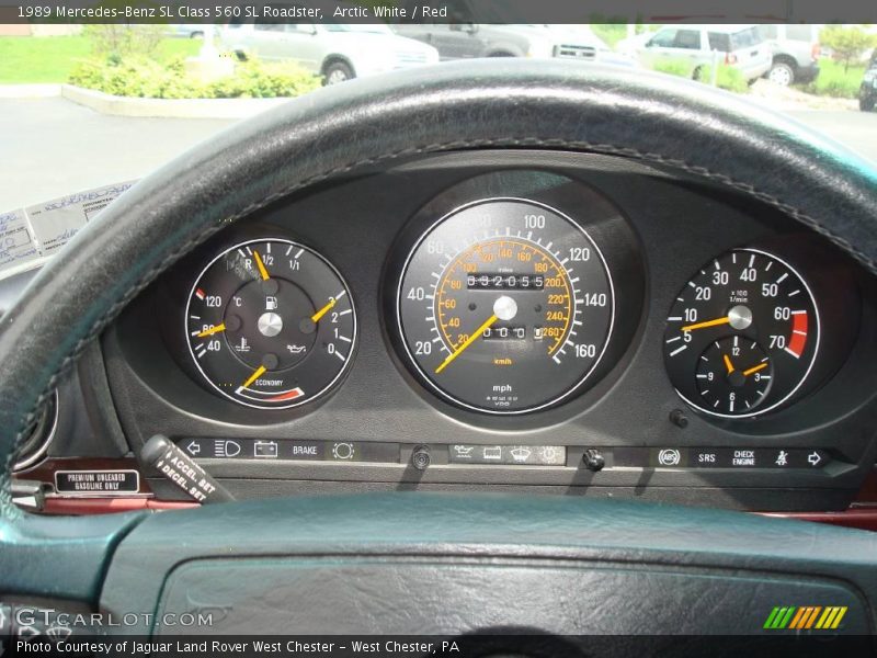 Arctic White / Red 1989 Mercedes-Benz SL Class 560 SL Roadster