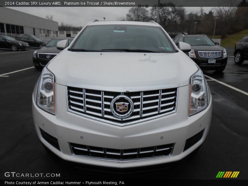 Platinum Ice Tricoat / Shale/Brownstone 2014 Cadillac SRX Luxury AWD