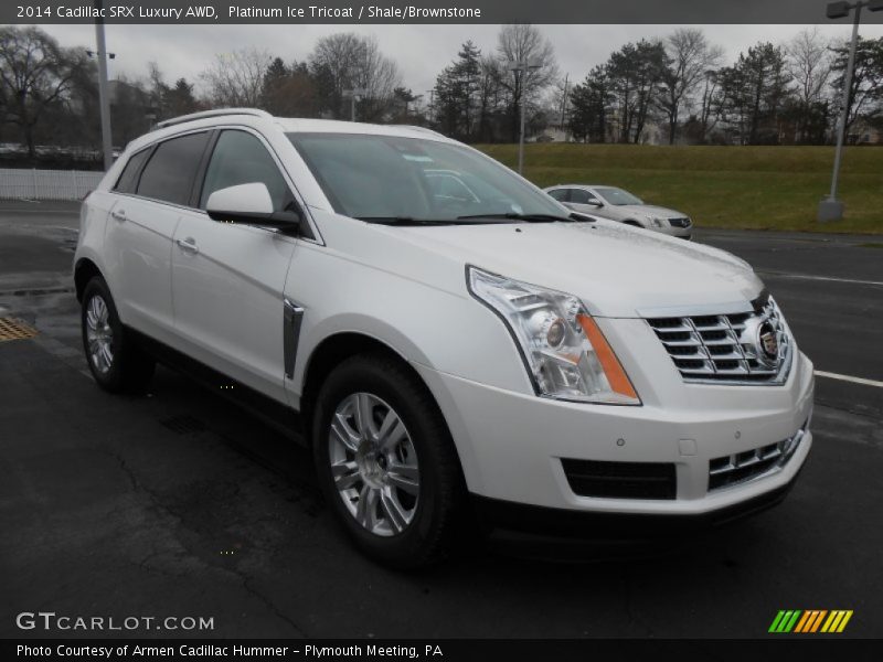 Platinum Ice Tricoat / Shale/Brownstone 2014 Cadillac SRX Luxury AWD