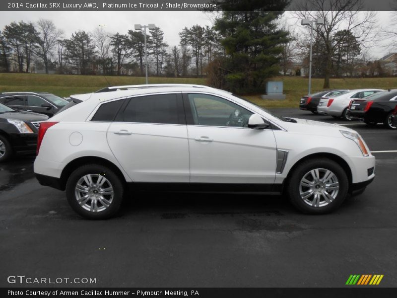 Platinum Ice Tricoat / Shale/Brownstone 2014 Cadillac SRX Luxury AWD
