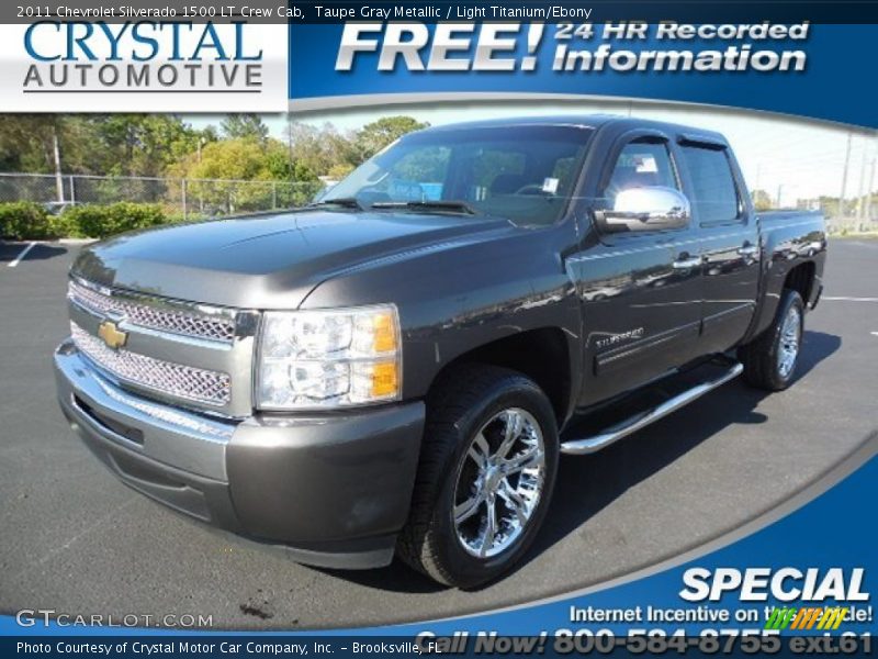 Taupe Gray Metallic / Light Titanium/Ebony 2011 Chevrolet Silverado 1500 LT Crew Cab