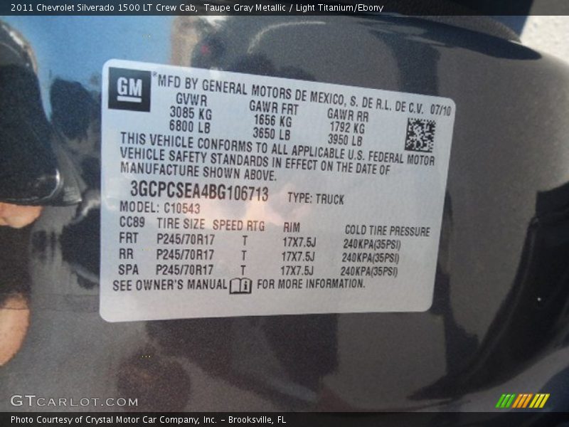 Taupe Gray Metallic / Light Titanium/Ebony 2011 Chevrolet Silverado 1500 LT Crew Cab